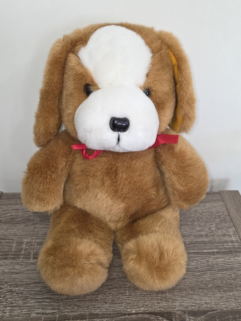 Puppy/ Dog Stuffed Animal Plush 12” With Tag Red Bow Insong Trading Co. Vtg SEE